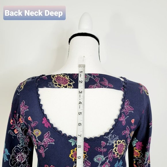 Xhiliration Blue Floral Long Sleeves Dress - Picture 10 of 14